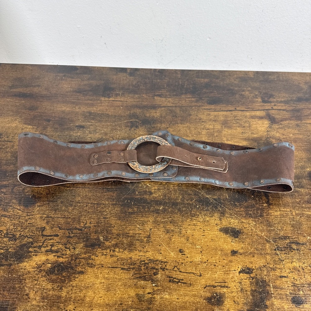Soft Surroundings USA‑Made Leather Belt 3X - 40" Wide Ring Brown NEW w/ Dust Bag